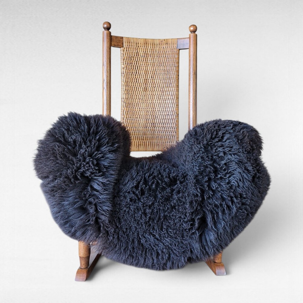 Genuine Swedish Sheepskin Rug Stitched Fixed Silky Wool Pelt Throw 46" x 30"